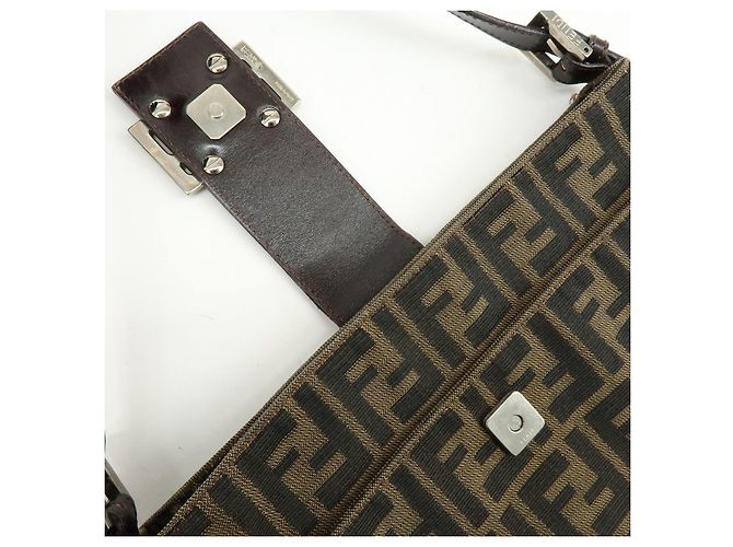 Borsa a mano e a tracolla FENDI in tela jacquard Zucca e pelle, Marrone - vista 19