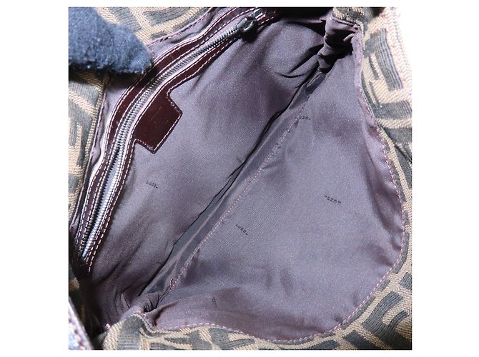 Borsa a mano e a tracolla FENDI in tela jacquard Zucca e pelle, Marrone - vista 20