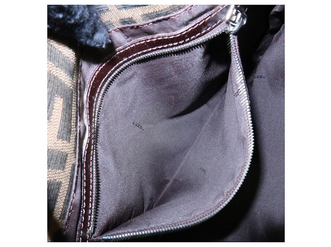 Borsa a mano e a tracolla FENDI in tela jacquard Zucca e pelle, Marrone - vista 21