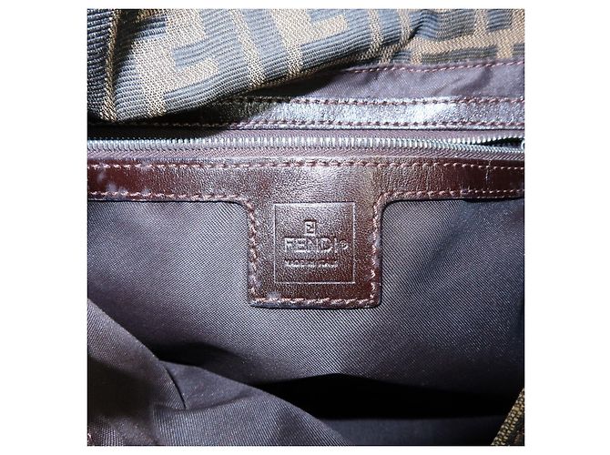 Borsa a mano e a tracolla FENDI in tela jacquard Zucca e pelle, Marrone - vista 23