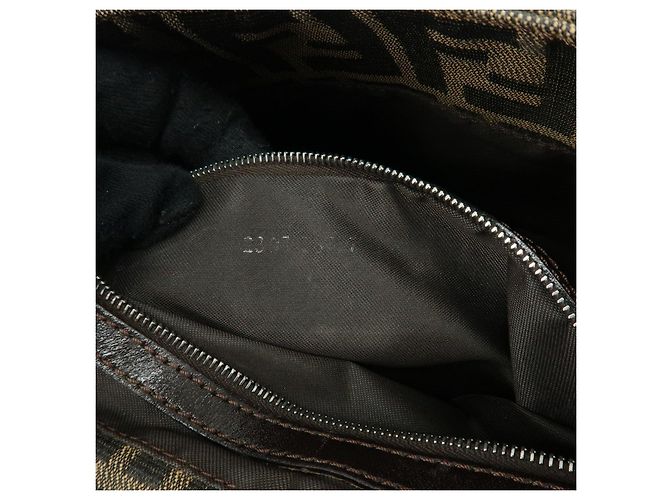Borsa a mano e a tracolla FENDI in tela jacquard Zucca e pelle, Marrone - vista 24
