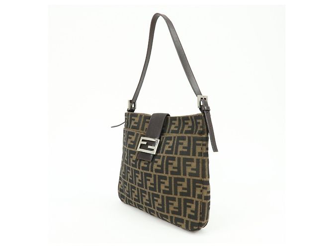 Borsa a mano e a tracolla FENDI in tela jacquard Zucca e pelle, Marrone - vista 3