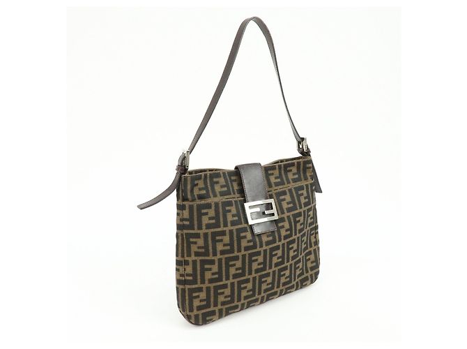 Borsa a mano e a tracolla FENDI in tela jacquard Zucca e pelle, Marrone - vista 4