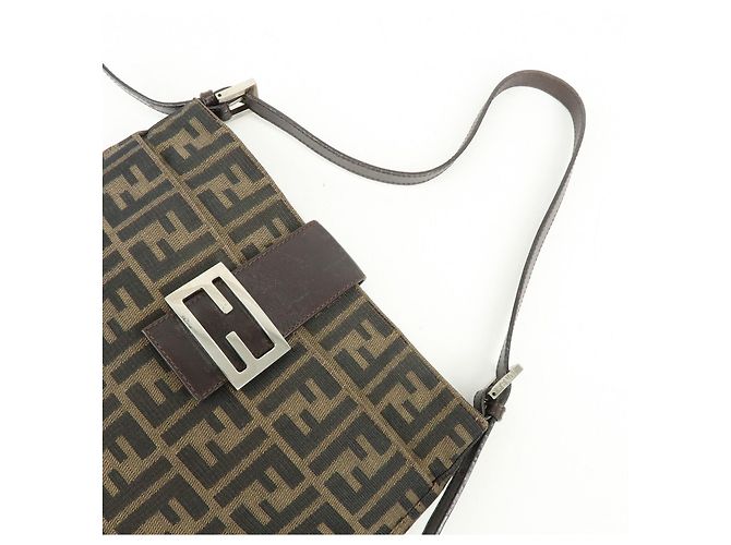 Borsa a mano e a tracolla FENDI in tela jacquard Zucca e pelle, Marrone - vista 6