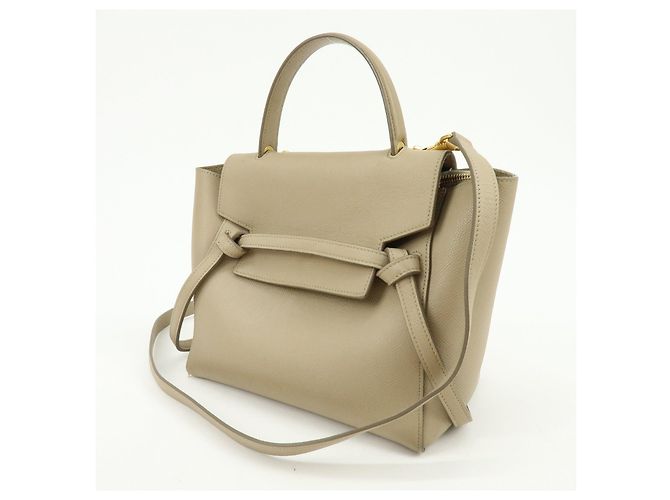 Céline CELINE Borsa Belt Bag in pelle 2WAY Borsa a mano Borsa a tracolla Greige - vista 3