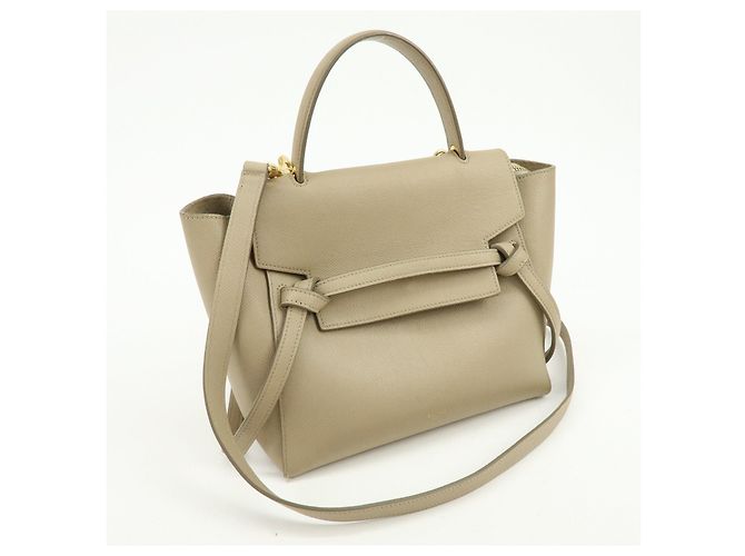 Céline CELINE Borsa Belt Bag in pelle 2WAY Borsa a mano Borsa a tracolla Greige - vista 4