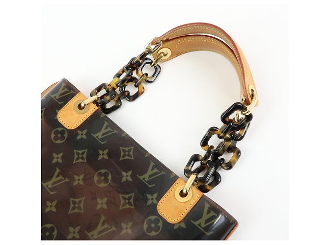 Borsa Tote Louis Vuitton Monogram Cabas Ambre PM Trasparente Marrone M92502 - vista 6
