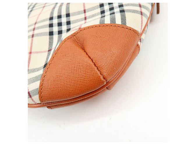 Borsa a tracolla BURBERRY Nova Plaid in tela e pelle Beige - vista 10