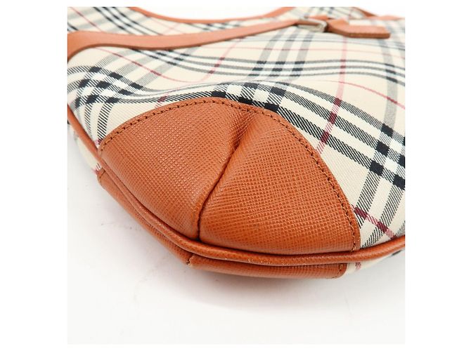 Borsa a tracolla BURBERRY Nova Plaid in tela e pelle Beige - vista 11
