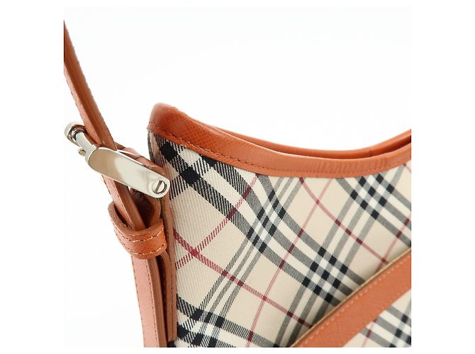 Borsa a tracolla BURBERRY Nova Plaid in tela e pelle Beige - vista 14