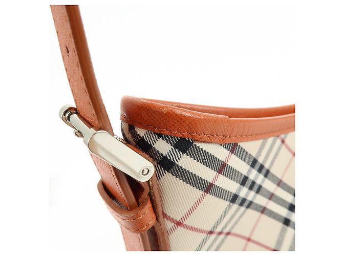 Borsa a tracolla BURBERRY Nova Plaid in tela e pelle Beige - vista 15