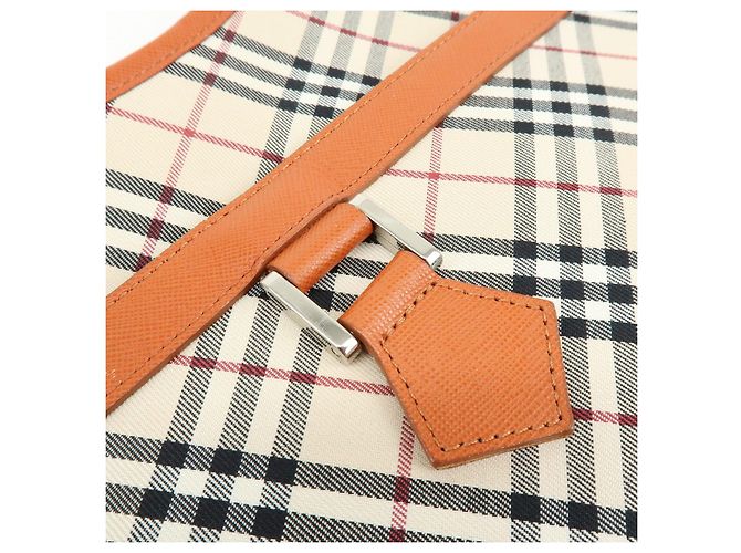 Borsa a tracolla BURBERRY Nova Plaid in tela e pelle Beige - vista 16