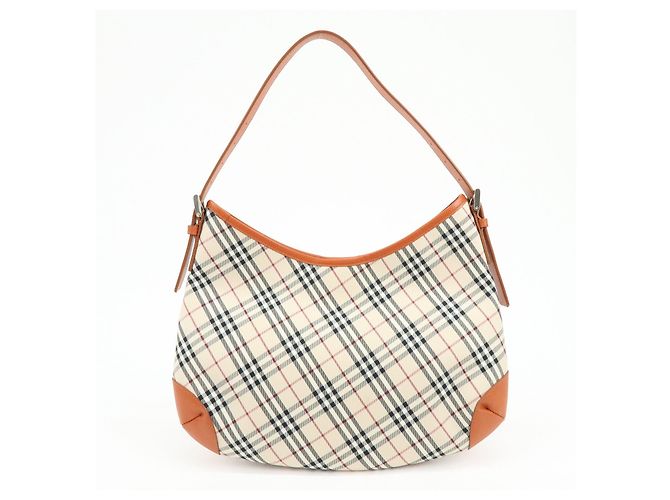 Borsa a tracolla BURBERRY Nova Plaid in tela e pelle Beige - vista 2