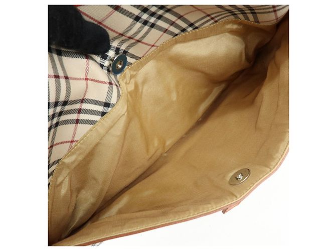 Borsa a tracolla BURBERRY Nova Plaid in tela e pelle Beige - vista 23