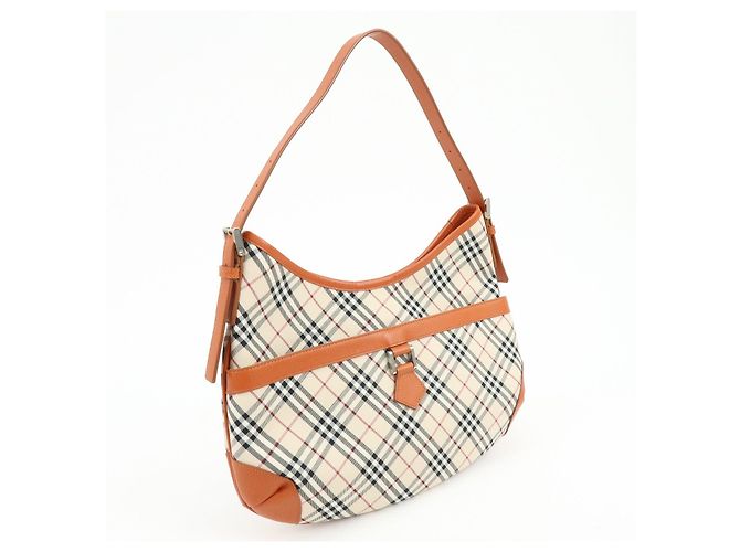 Borsa a tracolla BURBERRY Nova Plaid in tela e pelle Beige - vista 4