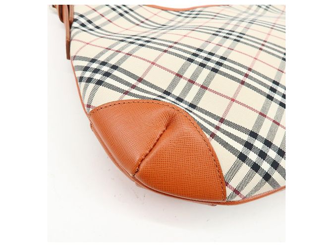 Borsa a tracolla BURBERRY Nova Plaid in tela e pelle Beige - vista 9