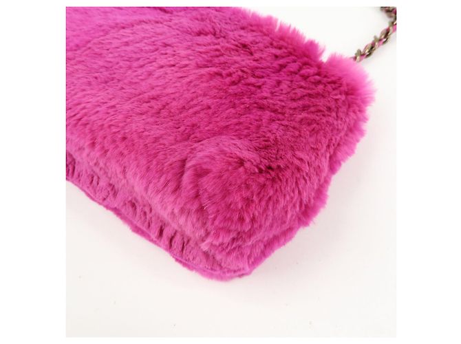 Bolsa de Ombro com Corrente em Couro e Pele de Coelho CHANEL Purple - vista 11