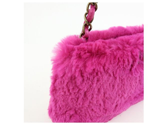 Bolsa de Ombro com Corrente em Couro e Pele de Coelho CHANEL Purple - vista 13