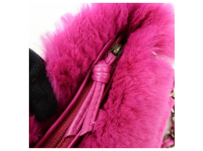 Bolsa de Ombro com Corrente em Couro e Pele de Coelho CHANEL Purple - vista 15