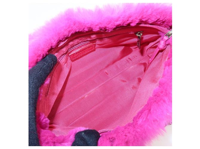 Bolsa de Ombro com Corrente em Couro e Pele de Coelho CHANEL Purple - vista 16