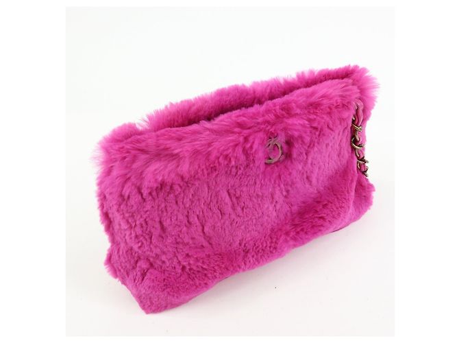 Bolsa de Ombro com Corrente em Couro e Pele de Coelho CHANEL Purple - vista 4
