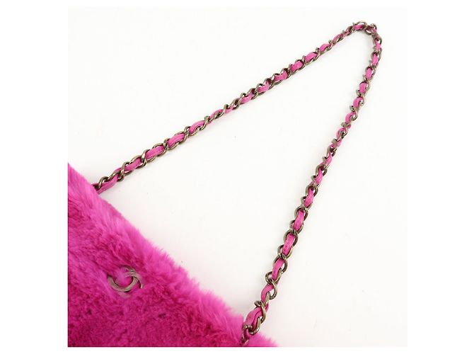 Bolsa de Ombro com Corrente em Couro e Pele de Coelho CHANEL Purple - vista 6