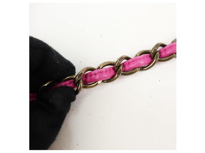 Bolsa de Ombro com Corrente em Couro e Pele de Coelho CHANEL Purple - vista 7