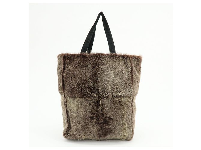 Borsa Tote in camoscio e pelliccia di coniglio CHANEL Brown Beige - vista 2