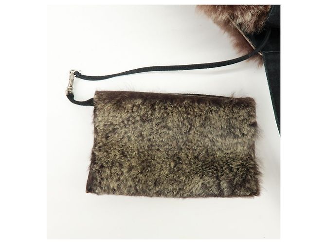 Borsa Tote in camoscio e pelliccia di coniglio CHANEL Brown Beige - vista 20