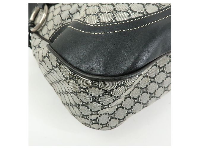 Céline Borsa a spalla e a mano CELINE in tela Macadam e pelle Nera - vista 10