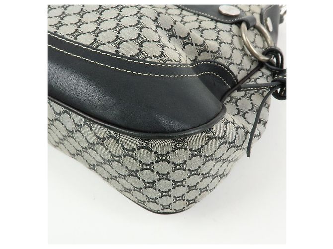 Céline Borsa a spalla e a mano CELINE in tela Macadam e pelle Nera - vista 11
