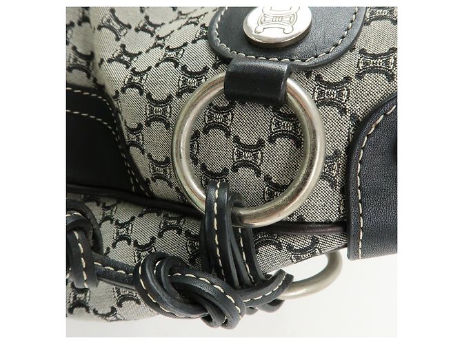 Céline Borsa a spalla e a mano CELINE in tela Macadam e pelle Nera - vista 15