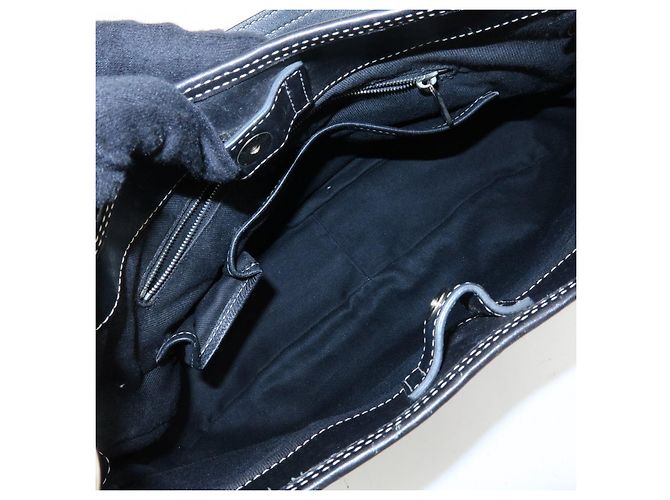 Céline Borsa a spalla e a mano CELINE in tela Macadam e pelle Nera - vista 16