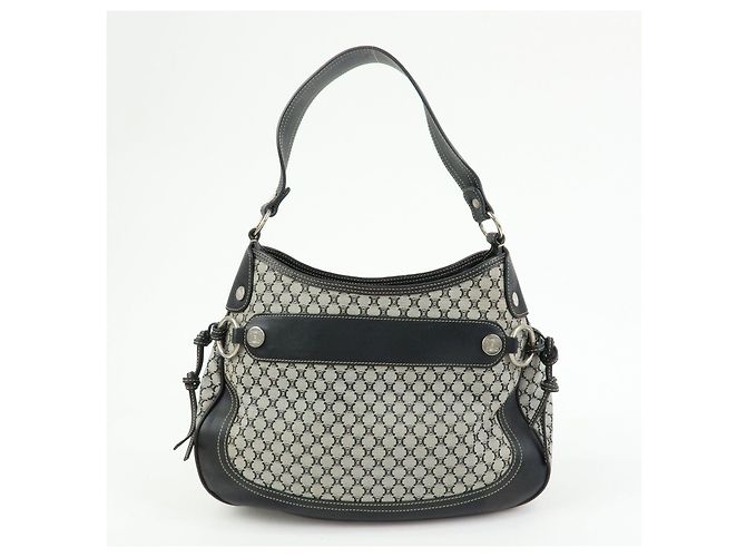 Céline Borsa a spalla e a mano CELINE in tela Macadam e pelle Nera - vista 2