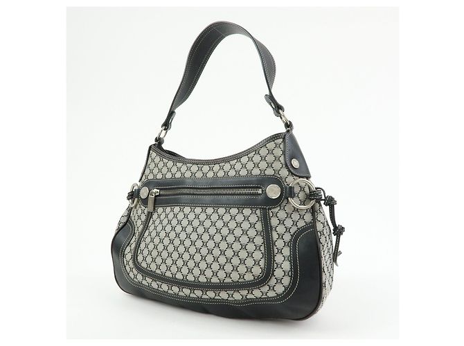 Céline Borsa a spalla e a mano CELINE in tela Macadam e pelle Nera - vista 3
