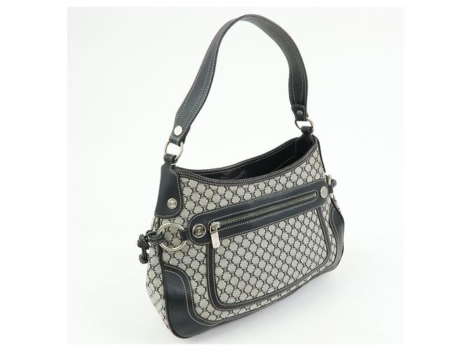 Céline Borsa a spalla e a mano CELINE in tela Macadam e pelle Nera - vista 4