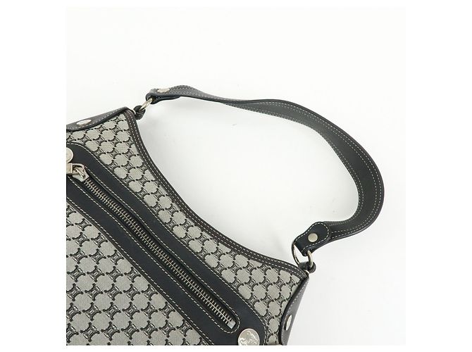 Céline Borsa a spalla e a mano CELINE in tela Macadam e pelle Nera - vista 6