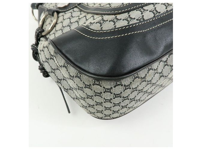 Céline Borsa a spalla e a mano CELINE in tela Macadam e pelle Nera - vista 8