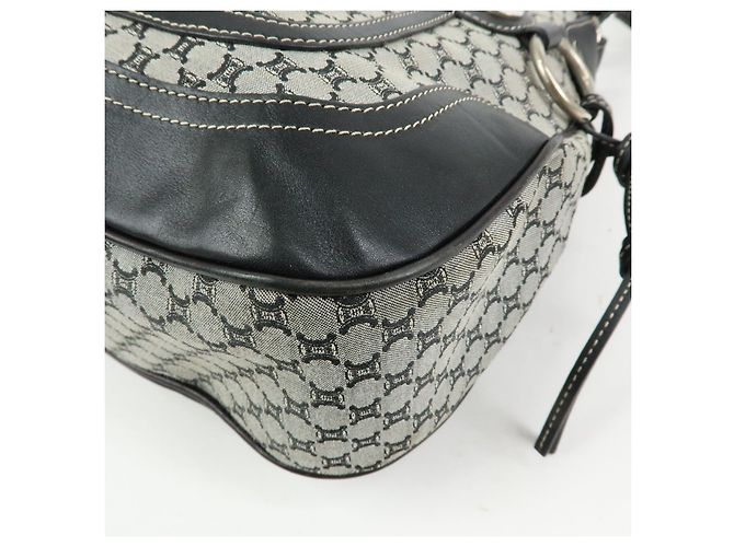 Céline Borsa a spalla e a mano CELINE in tela Macadam e pelle Nera - vista 9