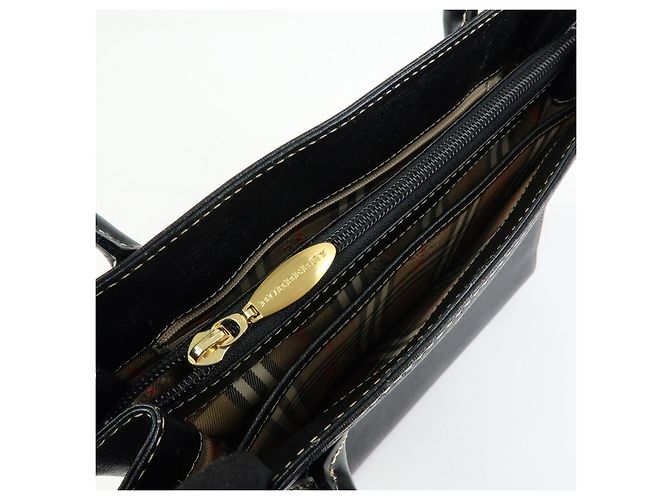 BURBERRY Borsa a mano e tote bag in pelle Nova Plaid Nera - vista 21
