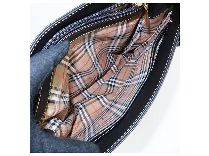 BURBERRY Borsa a mano e tote bag in pelle Nova Plaid Nera - vista 22