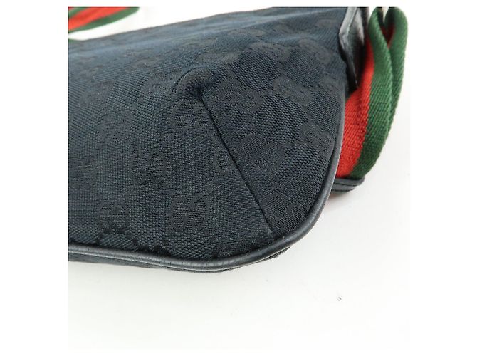 Borsa a tracolla GUCCI Sherry GG Canvas e pelle Nera 189749 - vista 13