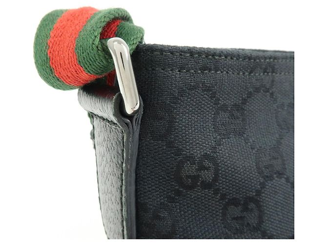 Borsa a tracolla GUCCI Sherry GG Canvas e pelle Nera 189749 - vista 15