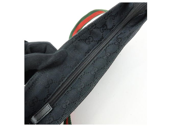 Borsa a tracolla GUCCI Sherry GG Canvas e pelle Nera 189749 - vista 18