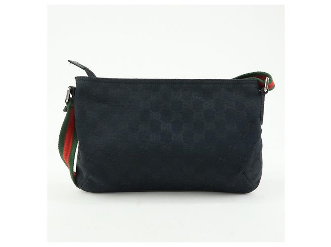 Borsa a tracolla GUCCI Sherry GG Canvas e pelle Nera 189749 - vista 2