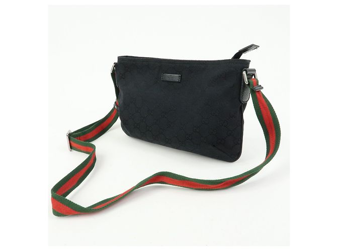 Borsa a tracolla GUCCI Sherry GG Canvas e pelle Nera 189749 - vista 3