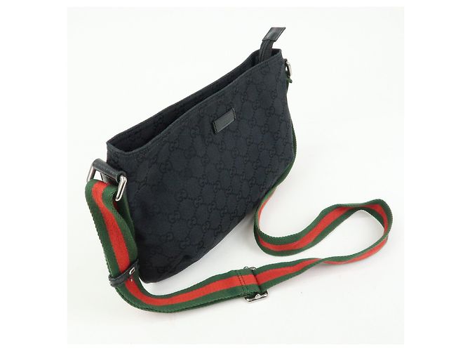 Borsa a tracolla GUCCI Sherry GG Canvas e pelle Nera 189749 - vista 4