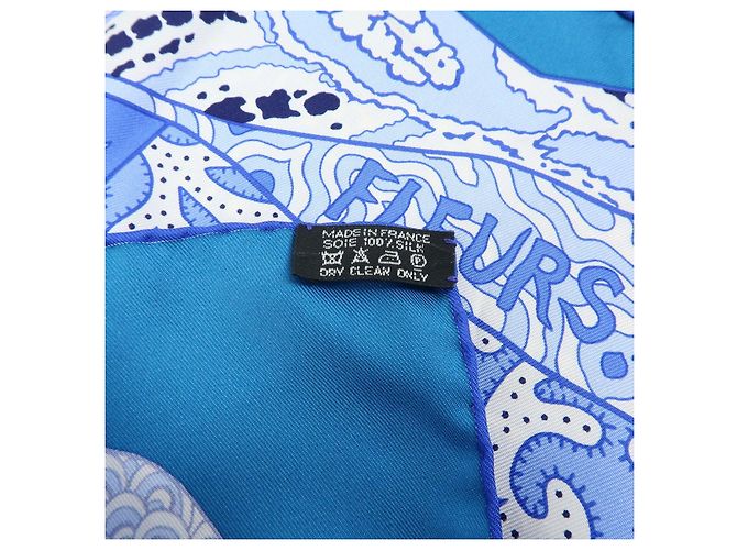 Hermès HERMES Carre 90 Seidentuch 100% FLEURS DINDIENNES Blue White - Ansicht 11