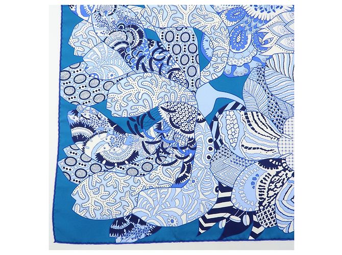 Hermès HERMES Carre 90 Seidentuch 100% FLEURS DINDIENNES Blue White - Ansicht 5