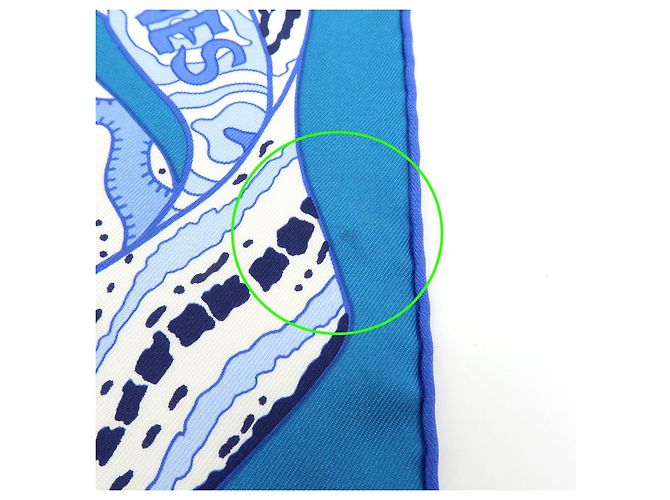 Hermès HERMES Carre 90 Seidentuch 100% FLEURS DINDIENNES Blue White - Ansicht 9